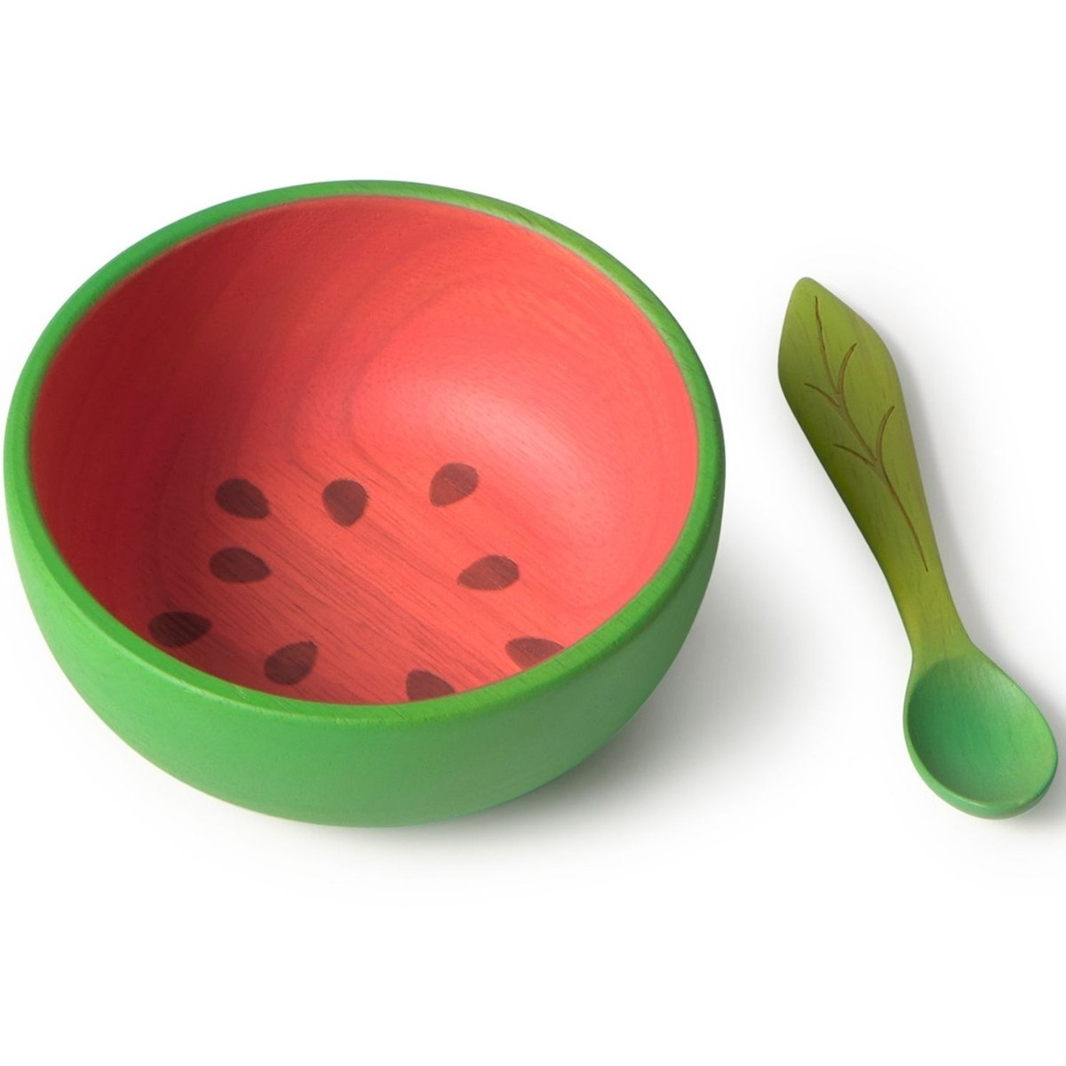 Wally la pastèque Set bol et cuillère rouge, vert, noir, OLI & CAROL