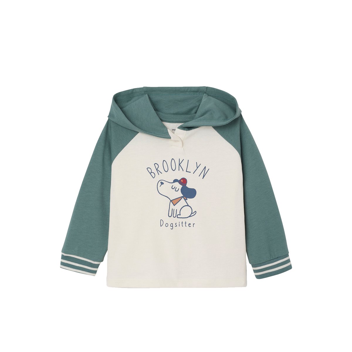 T-shirt à capuche bébé vert, VERTBAUDET