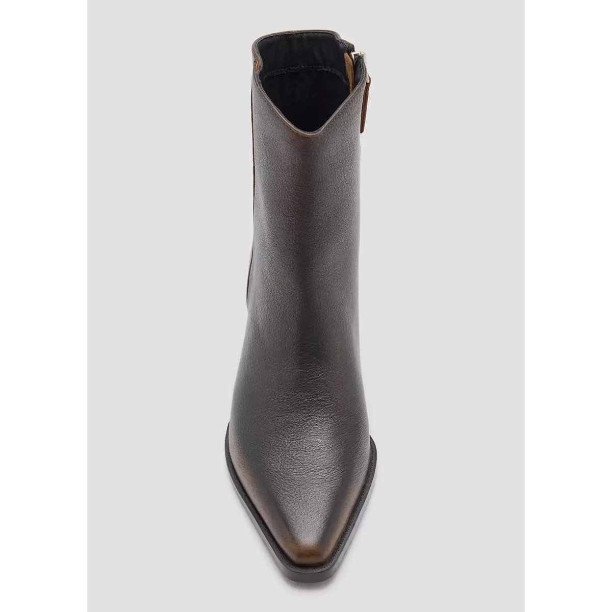 Bottine en cuir effet vieilli chocolat, MANGO