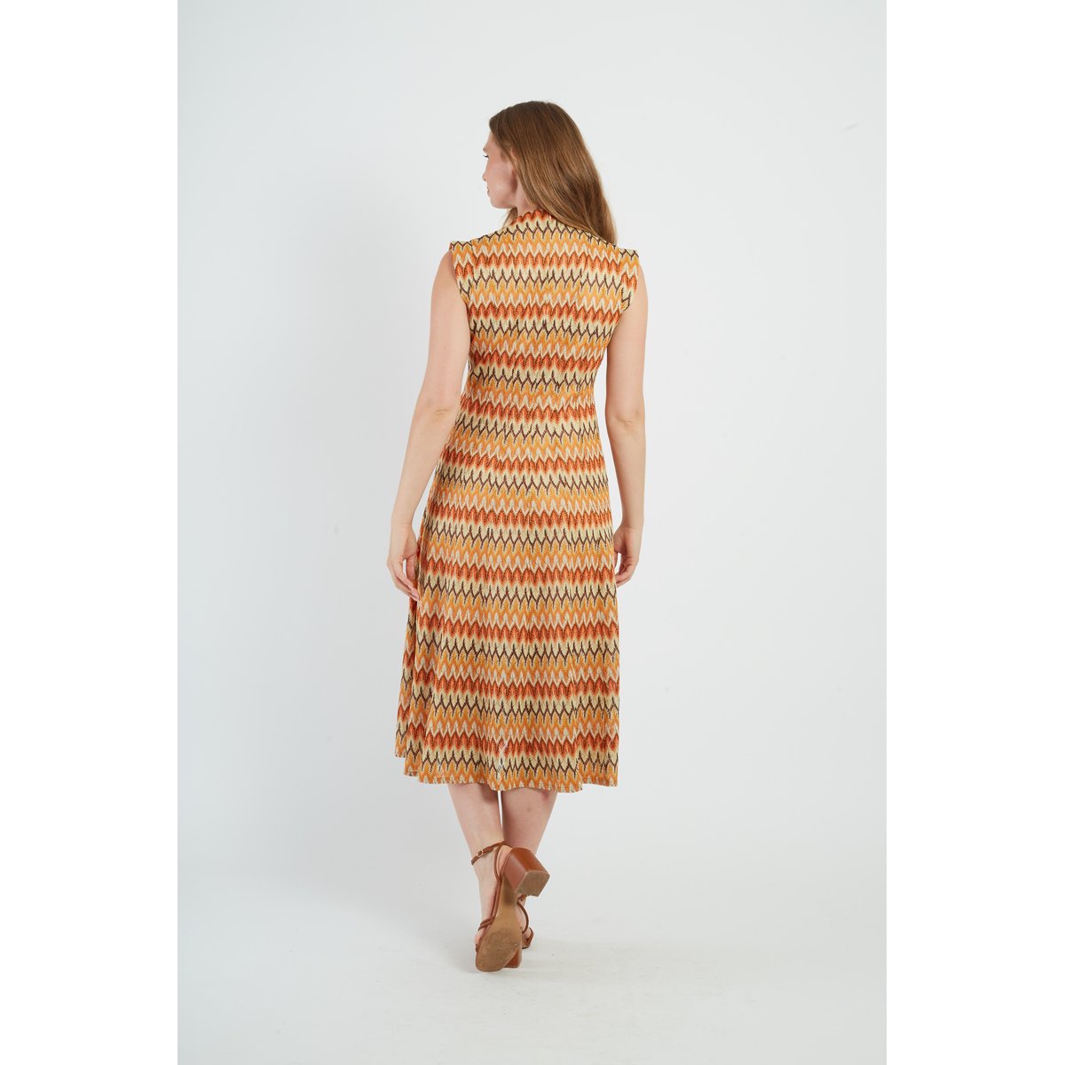 Robe midi en maille FANCHETTE orange, DERHY