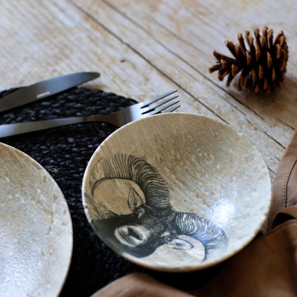 Lot de 6 coupelles en porcelaine 14cm, LACHAT gris, NOVASTYL