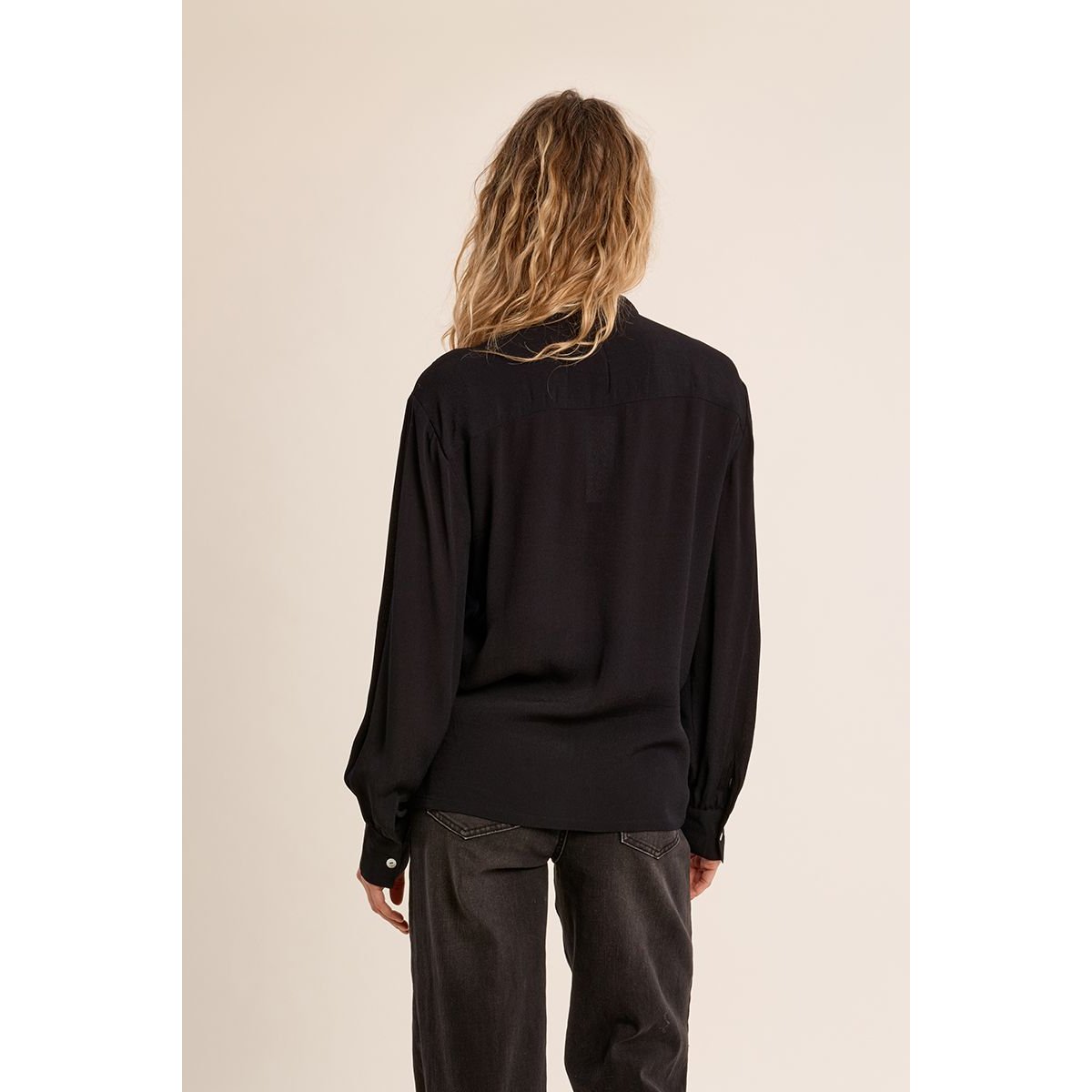 Blouse à col lavallière noir, MOLLY BRACKEN
