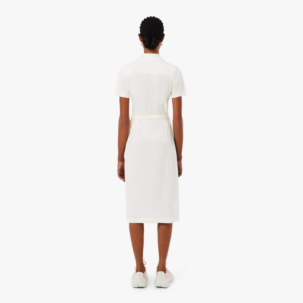 Robe polo portefeuille mini Piqué stretch blanc-70v, LACOSTE