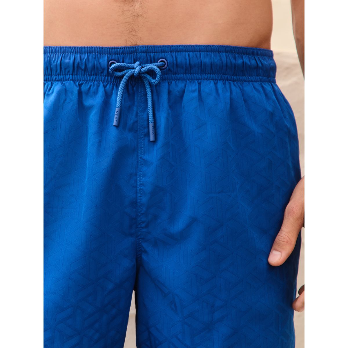 Short de bain en jacquard géométrique 5 po bleu, NEXT