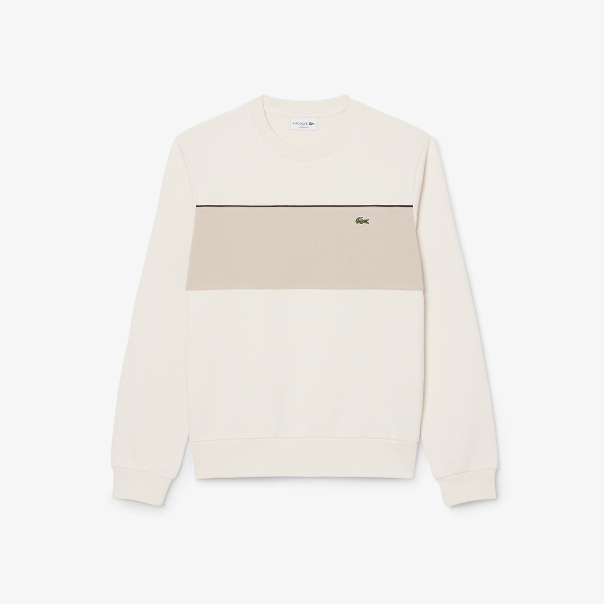 Sweatshirt classic fit en molleton color block beige, LACOSTE