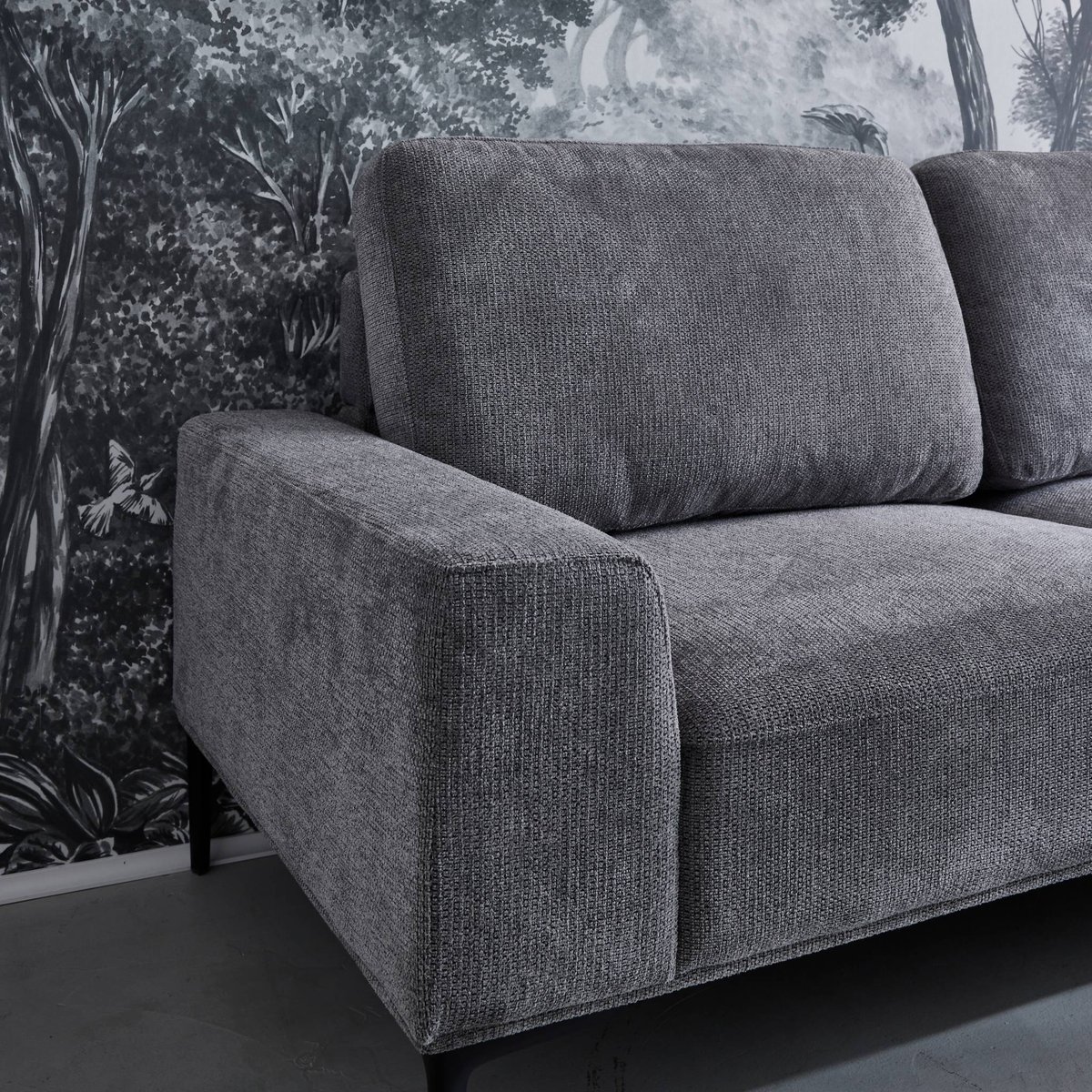 Canapé d'angle droit 3 places tissu ATLANTA gris foncé, SWEEEK