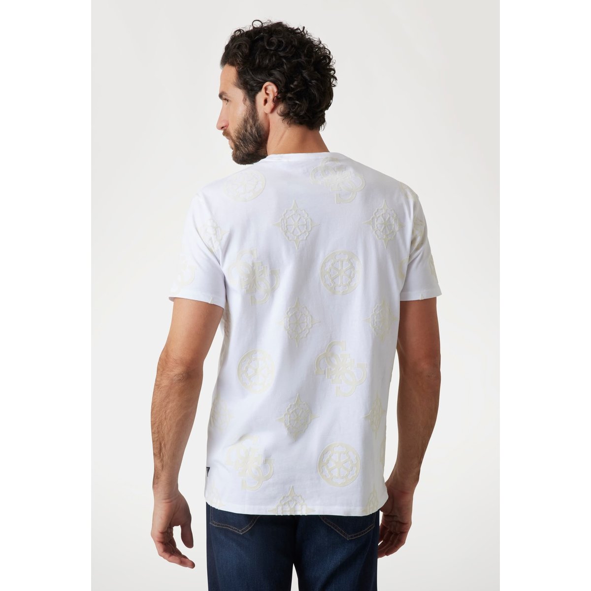 T-Shirt Pivoine All-Over blanc, GUESS