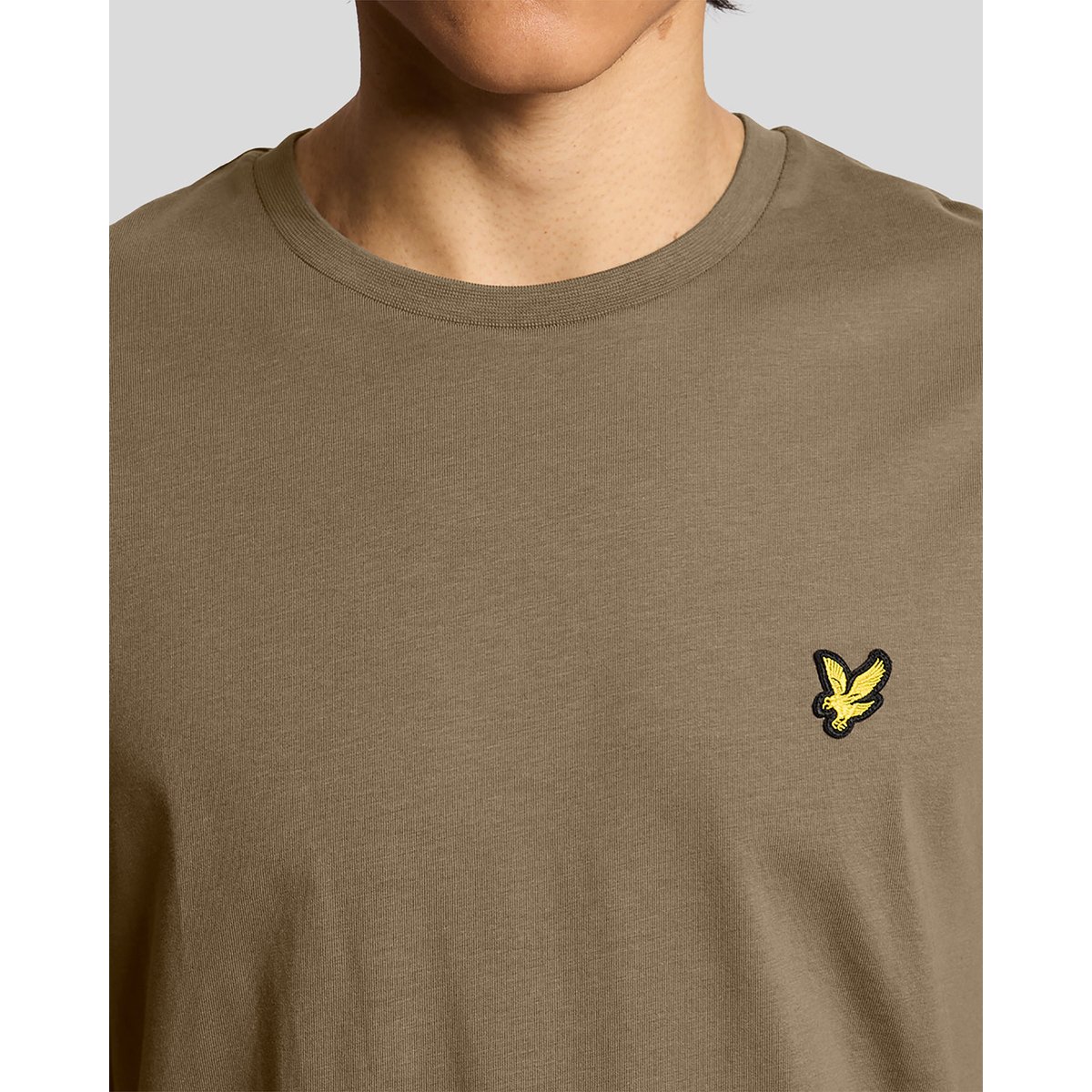 T-shirt en coton col rond vert kaki cendré, LYLE & SCOTT