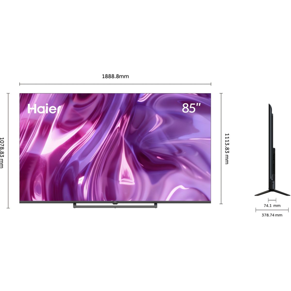 TV QLED H85S80GUX (2026) 85" (216 cm) couleur unique, HAIER
