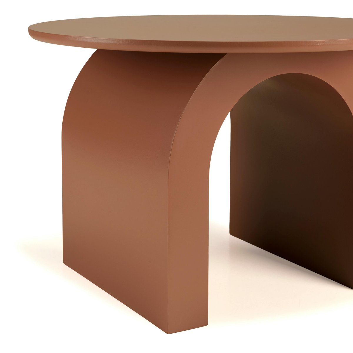 Table basse ronde en bois laqué terracotta D60cm CASTILLE terracotta, PIER IMPORT