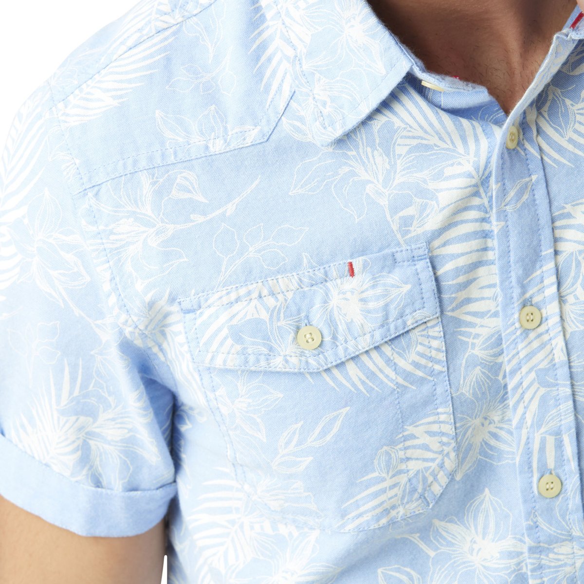 Chemise en coton Chambray bleu/blanc, VON DUTCH