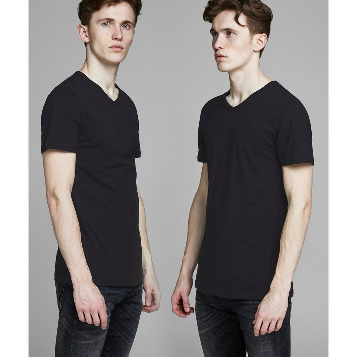 Lot de 2 t-shirts manches courtes noir + noir, JACK & JONES