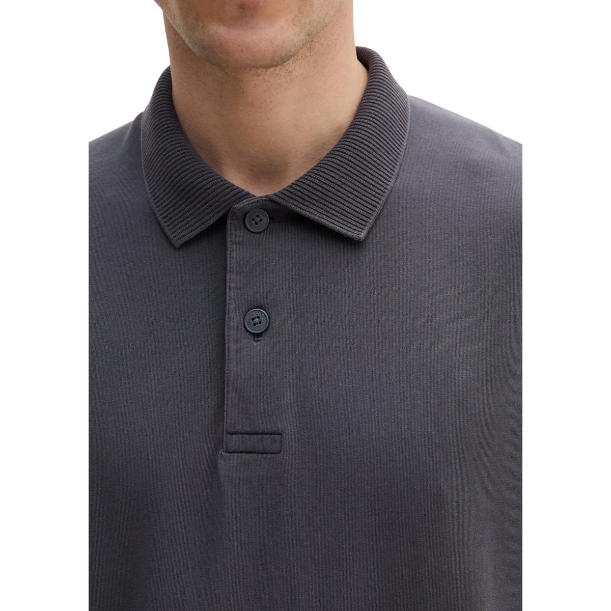 Polo loose en jersey de coton bio épais gris foncé, MARC O'POLO