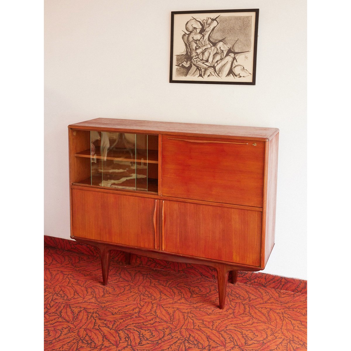 Enfilade haute scandinave en bois Margaret N°781 - Bon état bois clair, DEBONGOUT