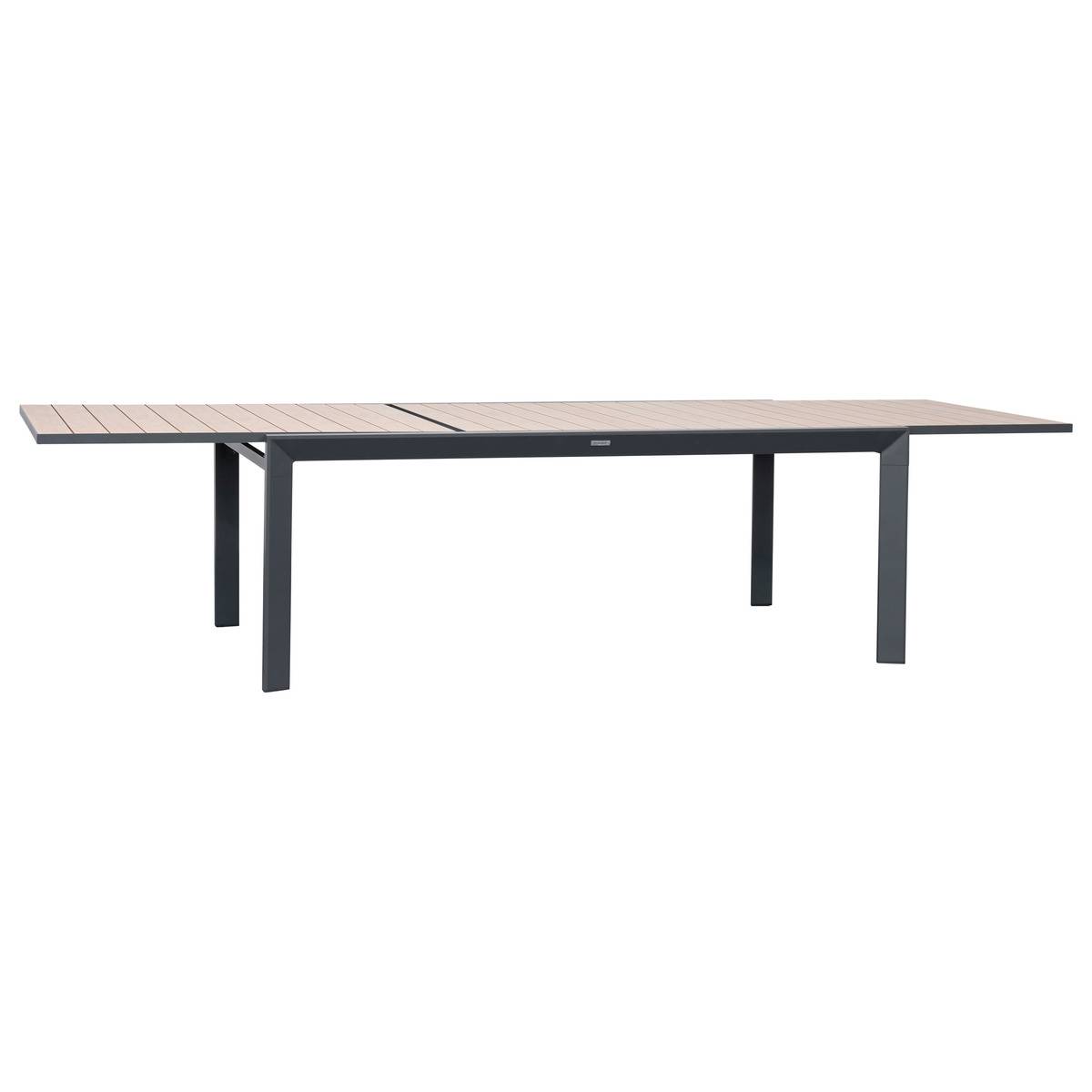 Table de jardin extensible 12 places en aluminium effet bois ÉVASION miel, HESPERIDE