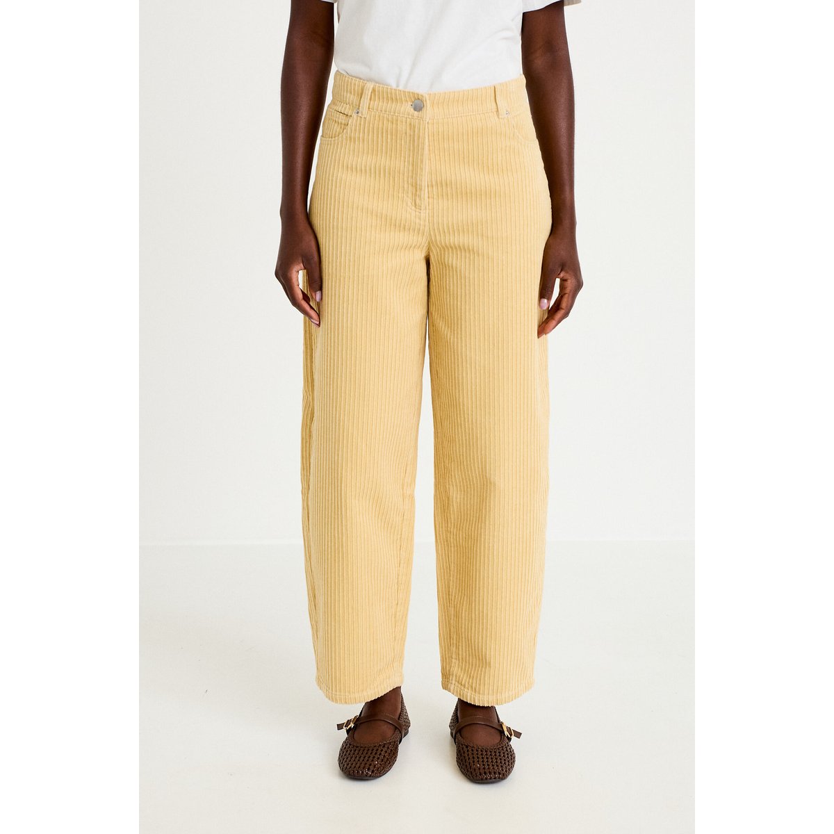 Pantalon large en velours jaune, CACHE CACHE