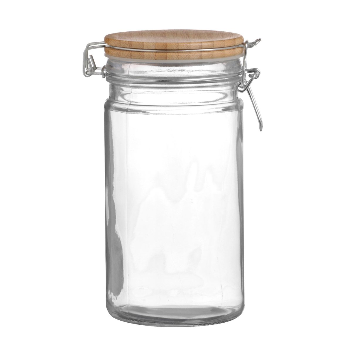Bocal Cuisine Hermétique en Verre Couvercle Clip Bambou - 1L transparent, WADIGA
