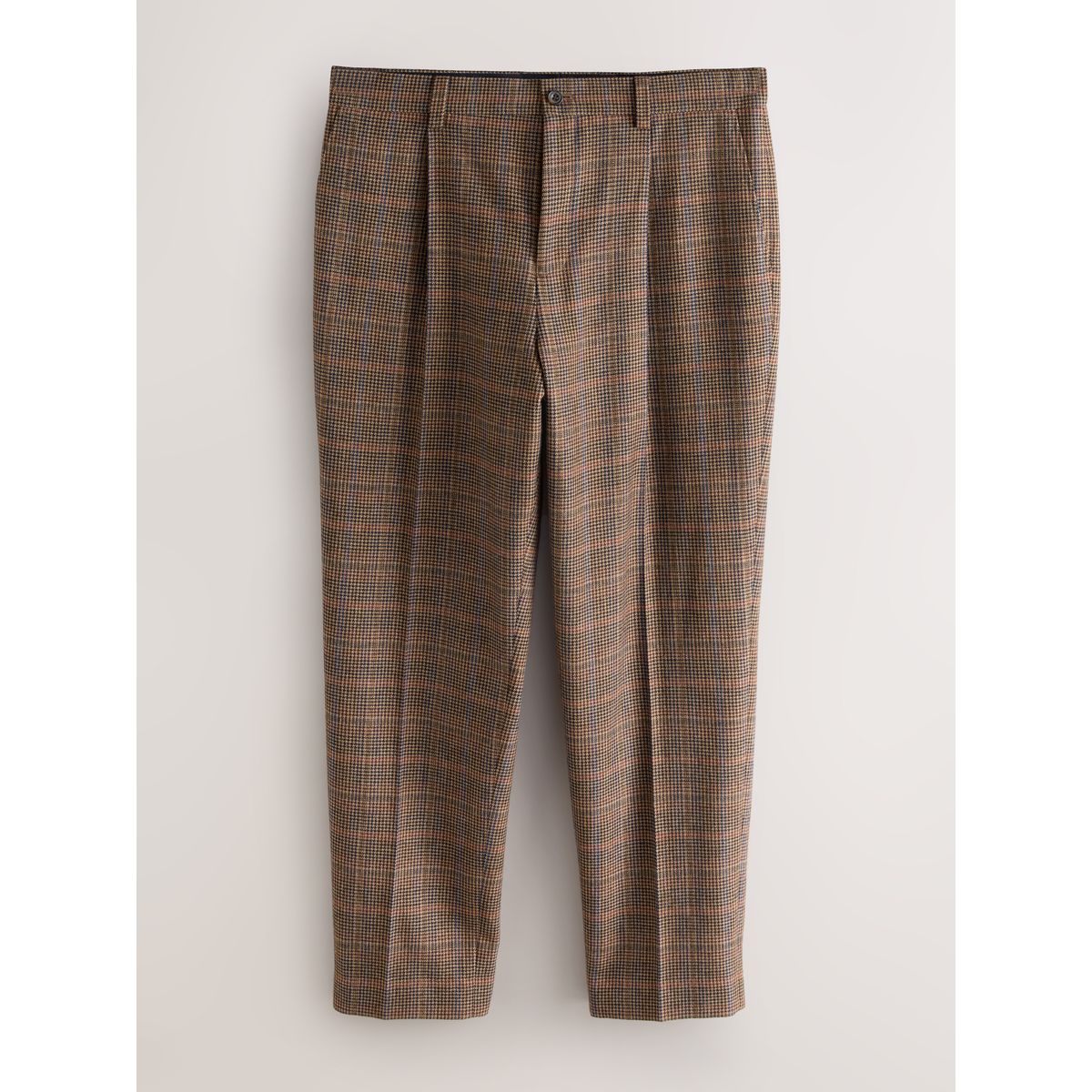 Pantalon de costume slim en laine à carreaux beige/rouge, NEXT