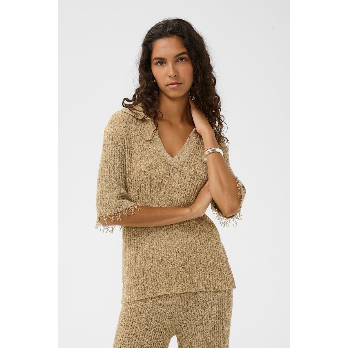 Pullover tricoté jaune reed yellow melange, SOAKED IN LUXURY