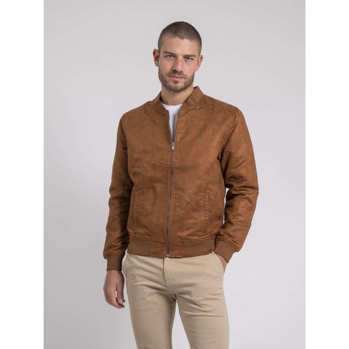 Blouson Teddy Suédine Zegan marron, RITCHIE