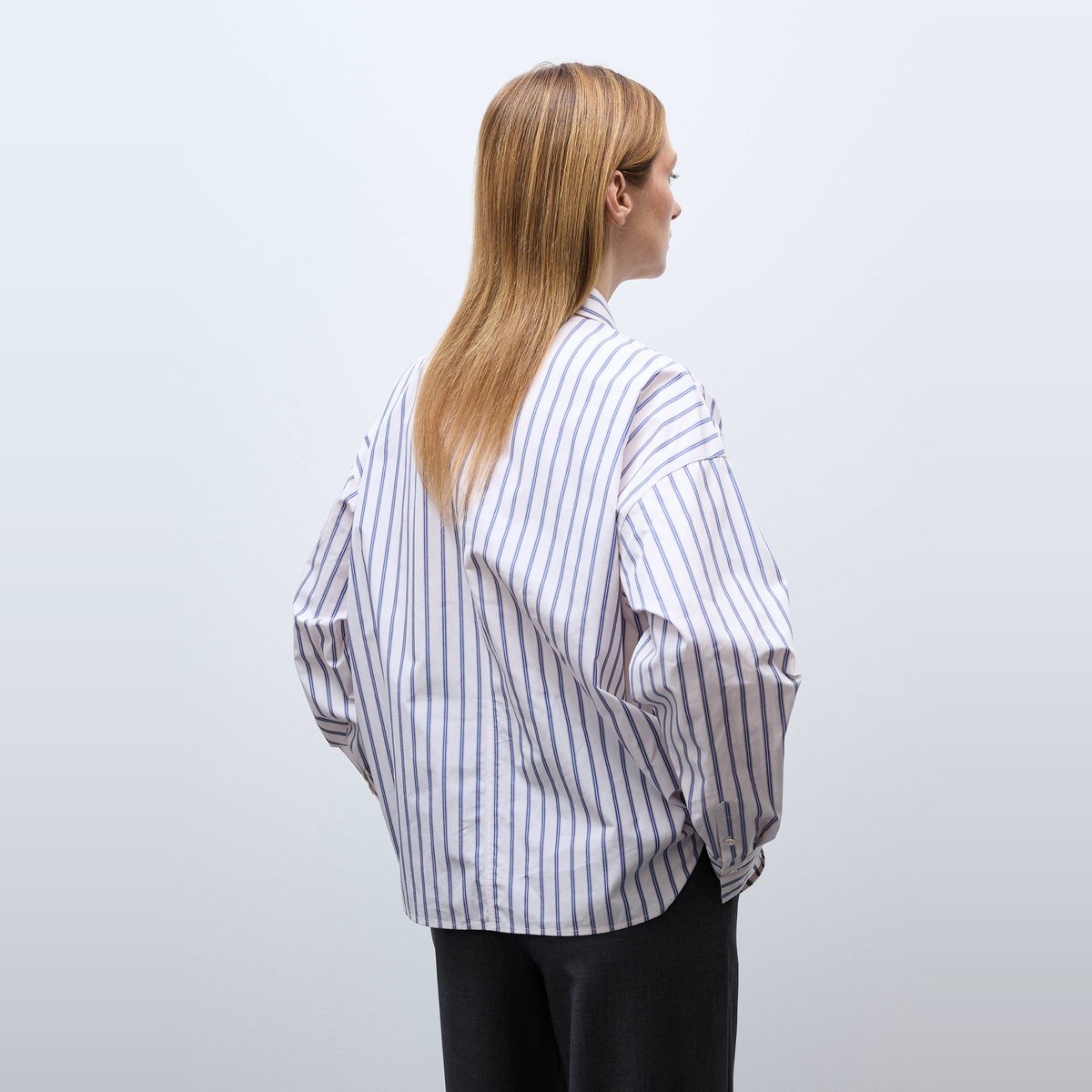 Chemise manches longues rayée en coton BIO GOTS blanc, MONOPRIX