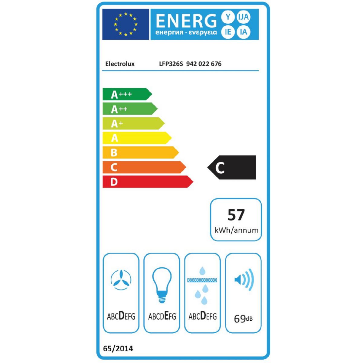 Hotte tiroir LFP326S LED gris, ELECTROLUX