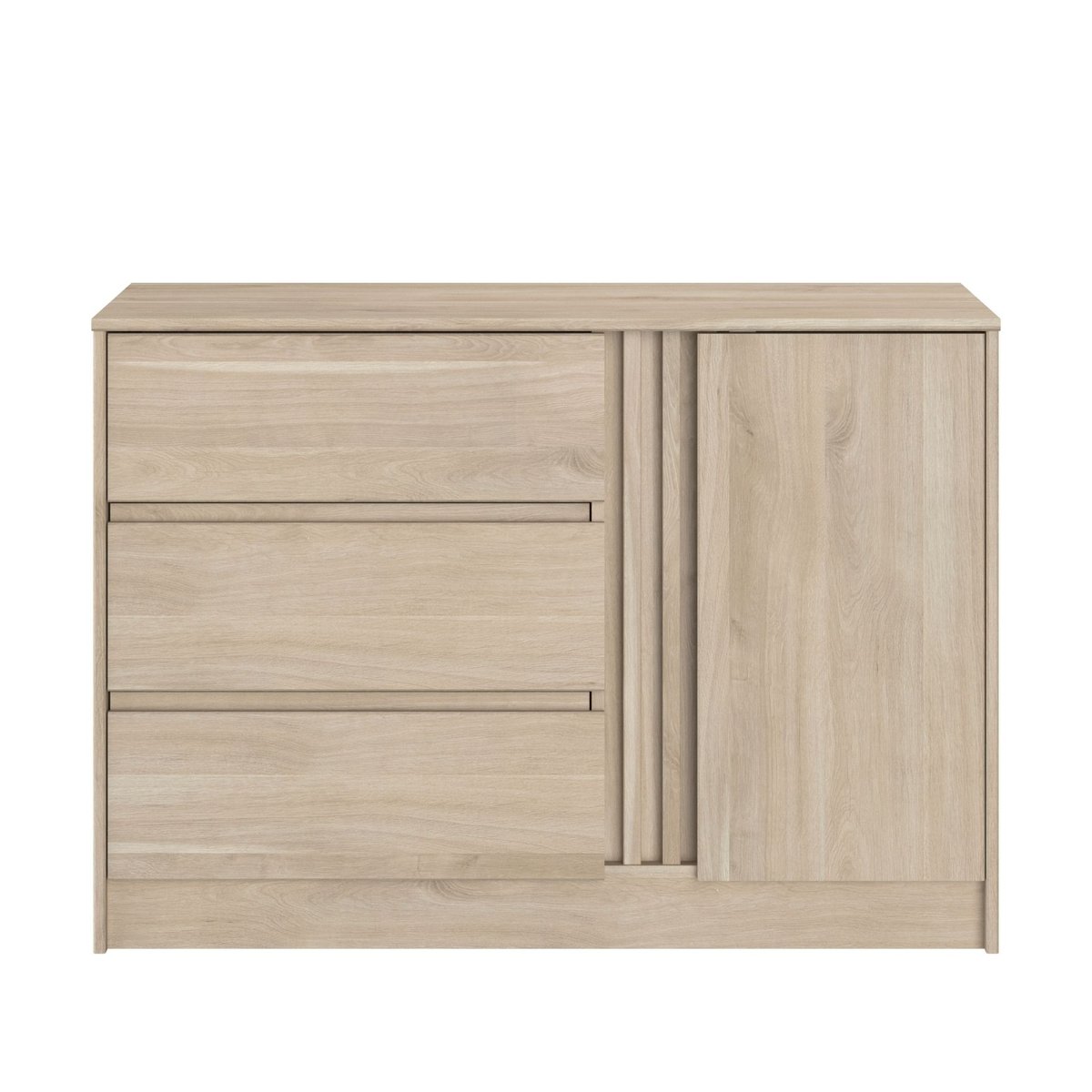 Commode avec 3 tiroirs et 1 porte - CLEM bois naturel, TERRE DE NUIT