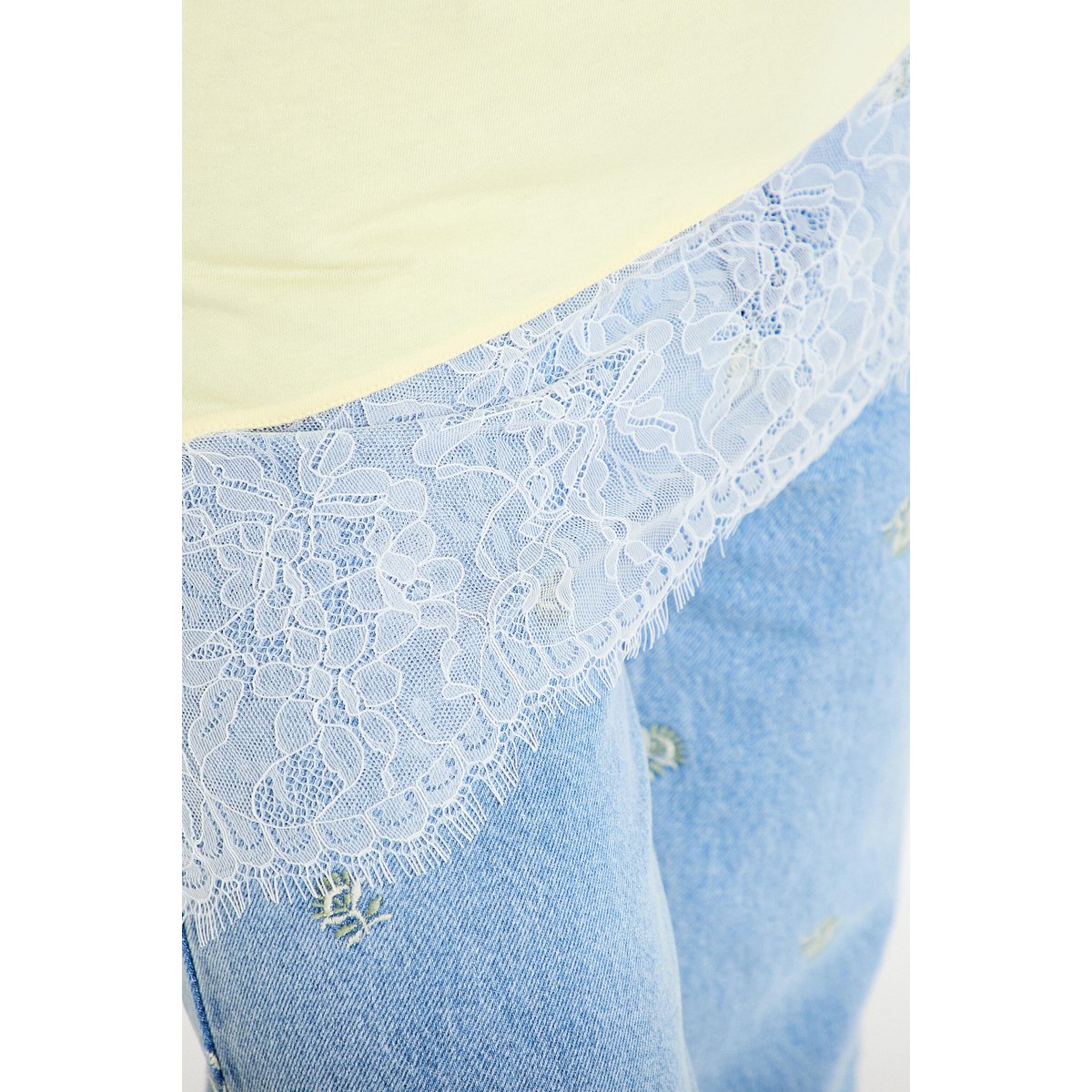 T-shirt oversize longue dentelle jaune clair, CACHE CACHE