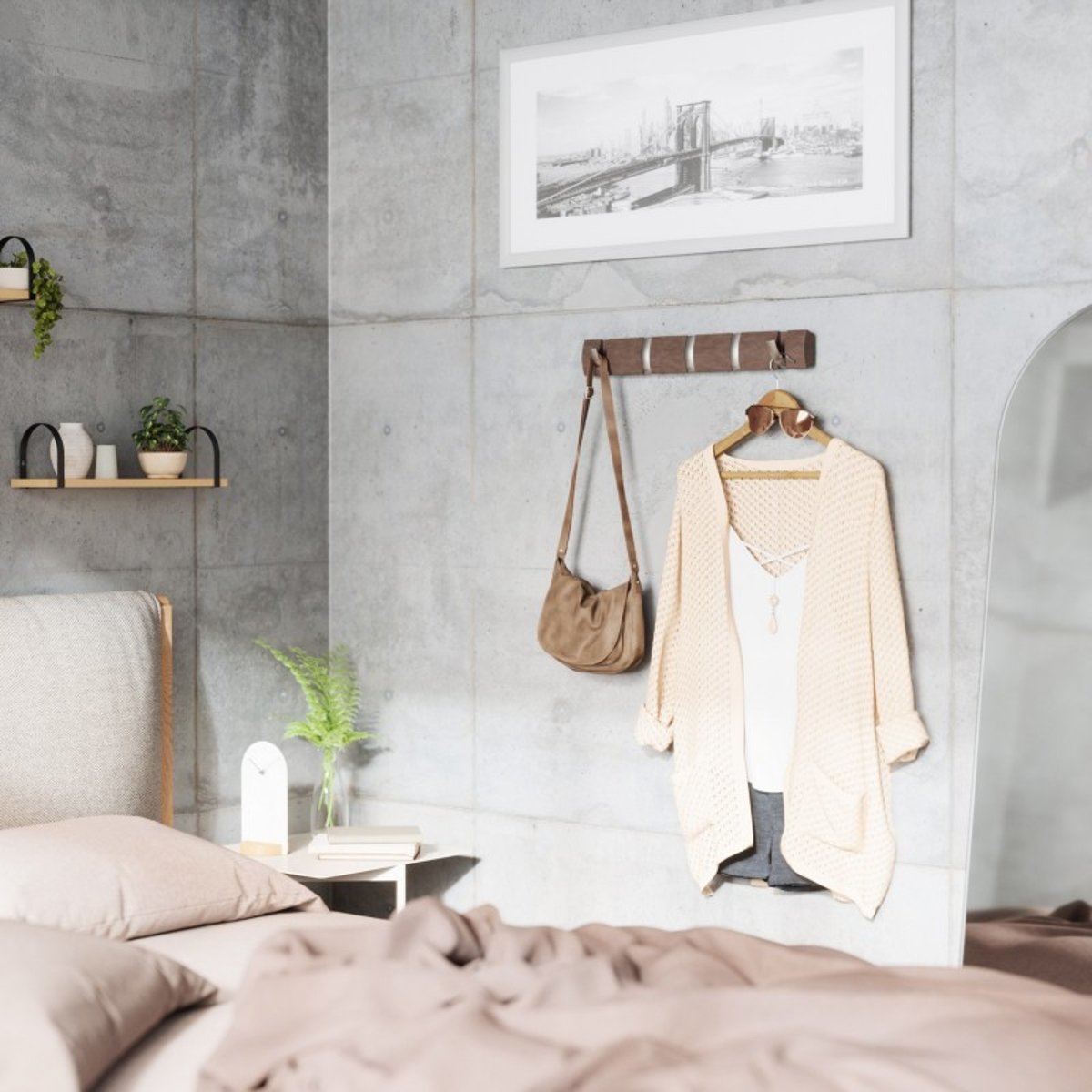 Portemanteau mural bois  FLIP bois flotté foncé, UMBRA