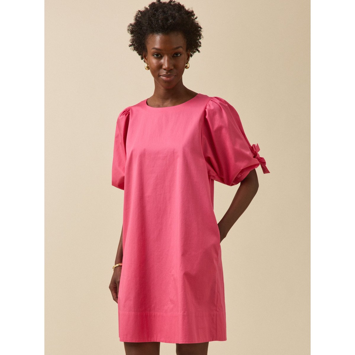 Robe courte cérémonie popeline satinée rose, CYRILLUS