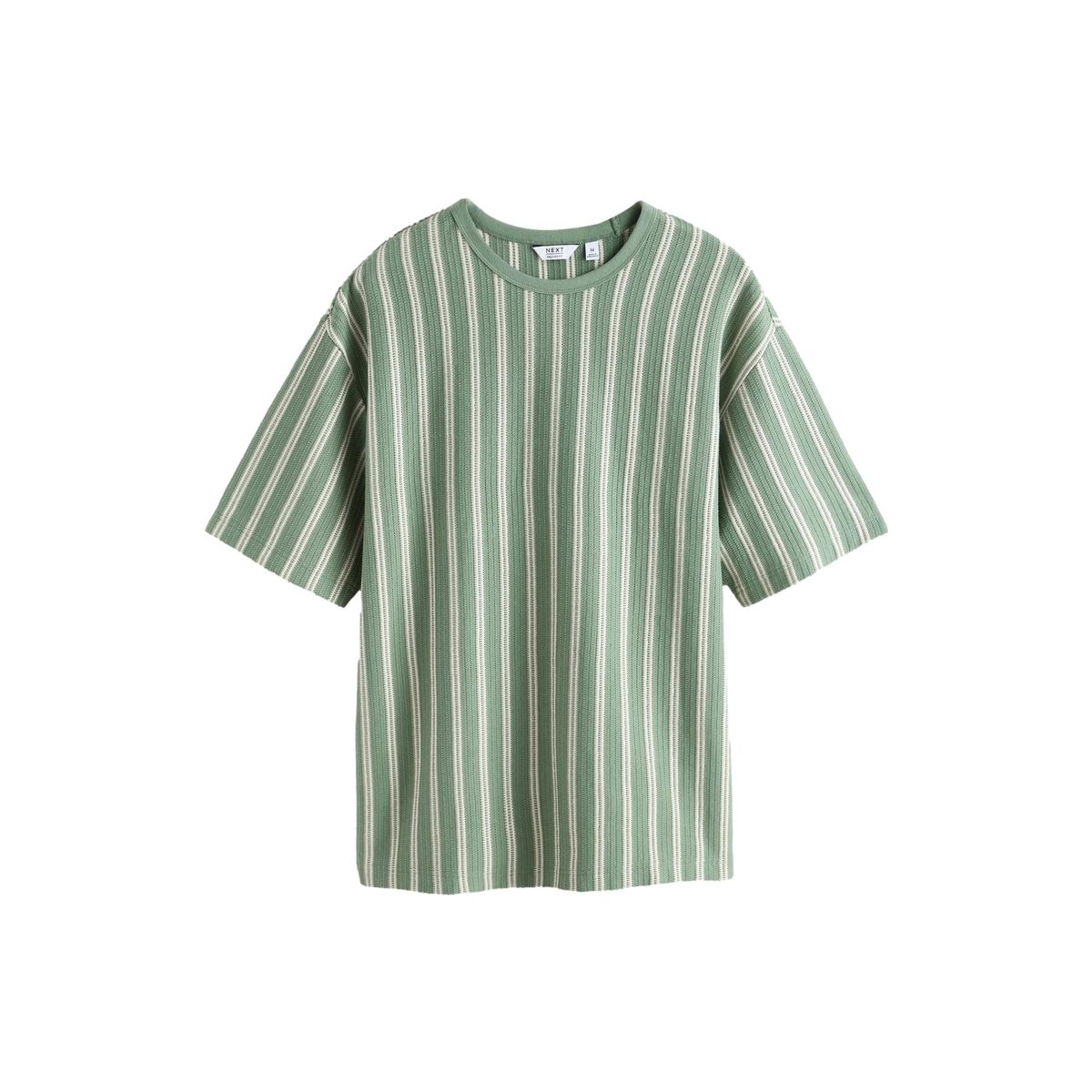 T-shirt décontracté épais à rayures texturées vert / blanc, NEXT
