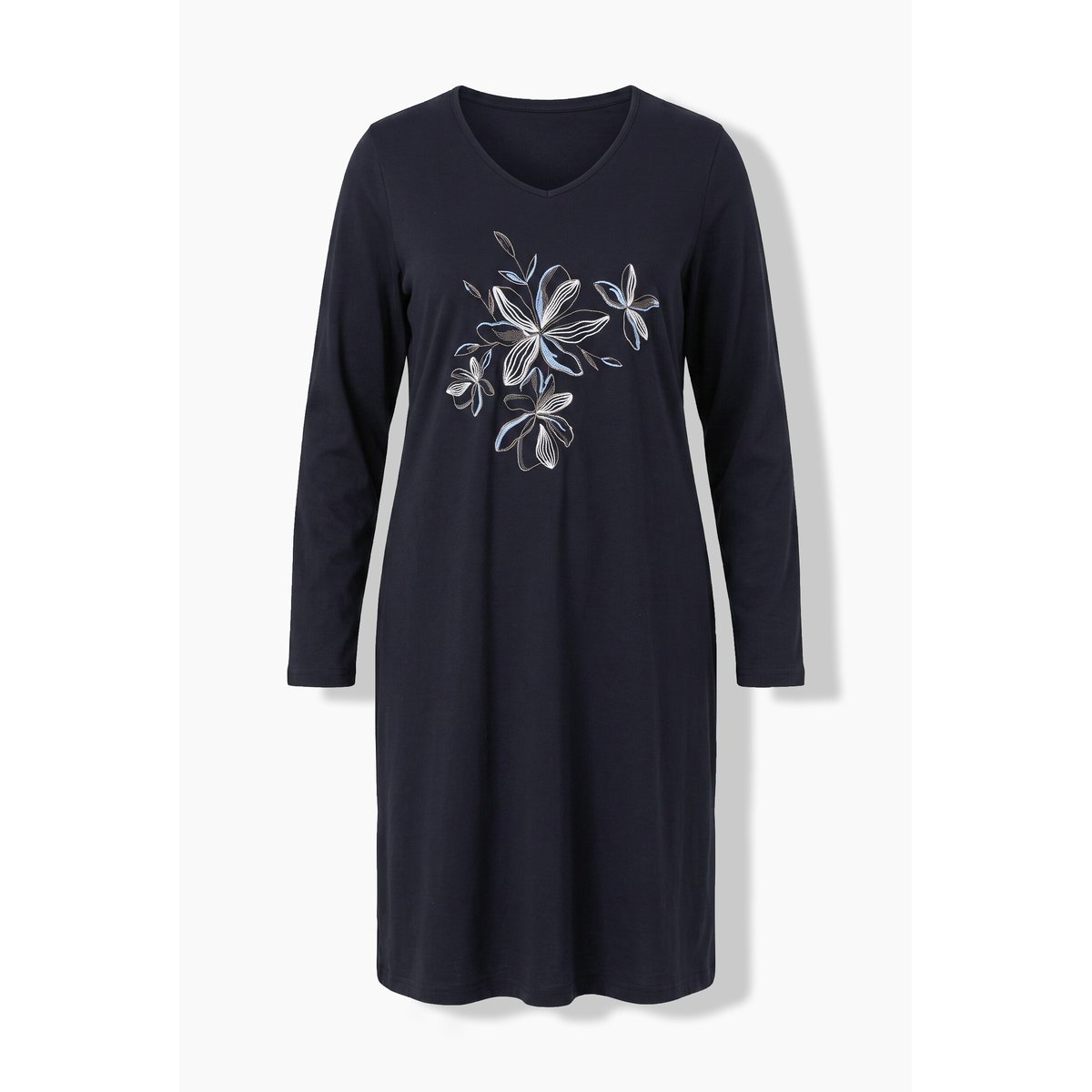 Grand T-shirt motif à fleurs noir, ULLA POPKEN