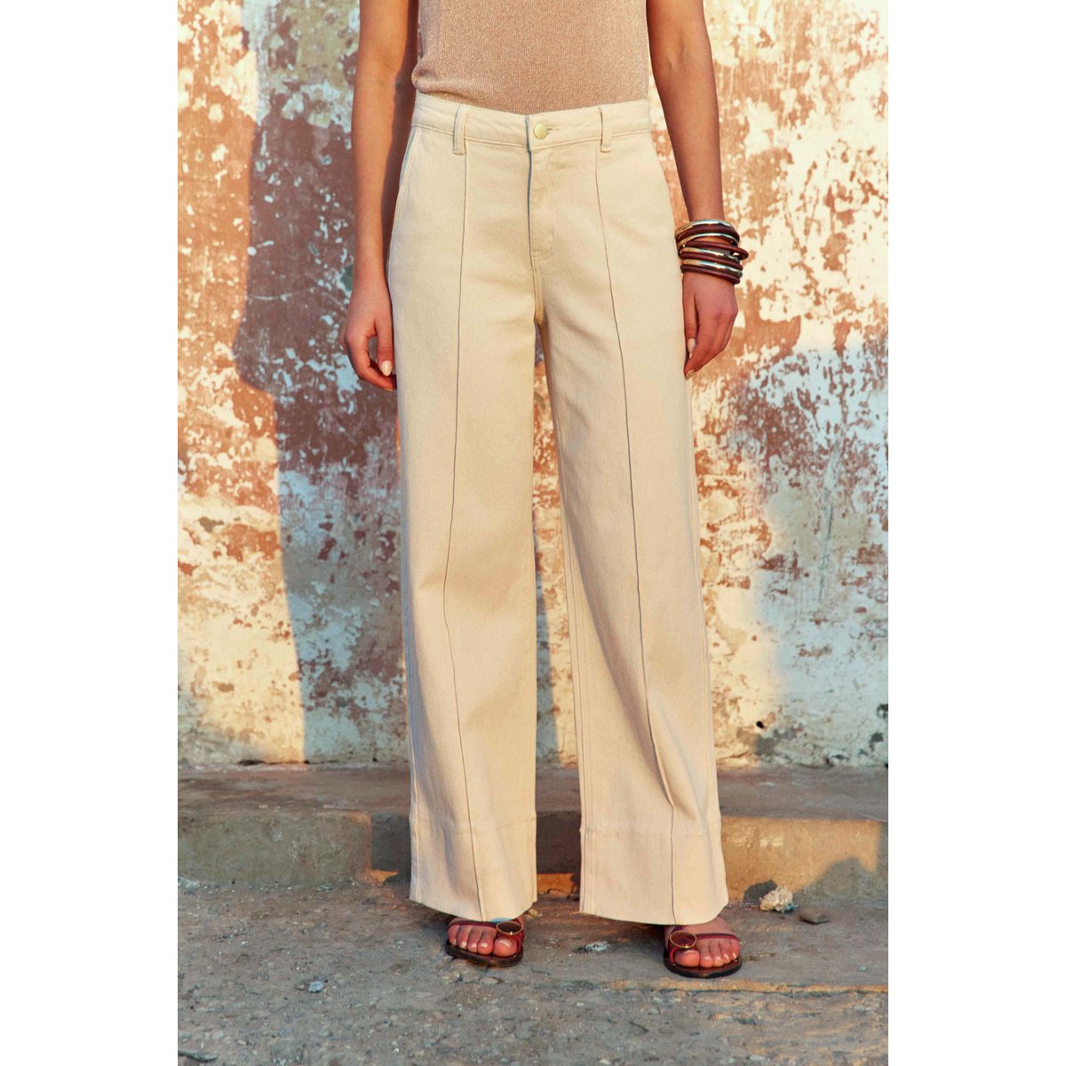 Pantalon droit uni PAOLA 05-naturel, LA PETITE ETOILE