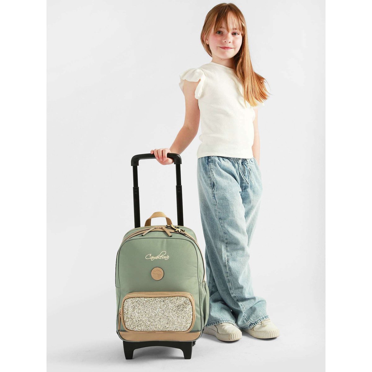 Sac a dos à roulettes 2 compartiments glossy green, CAMELEON