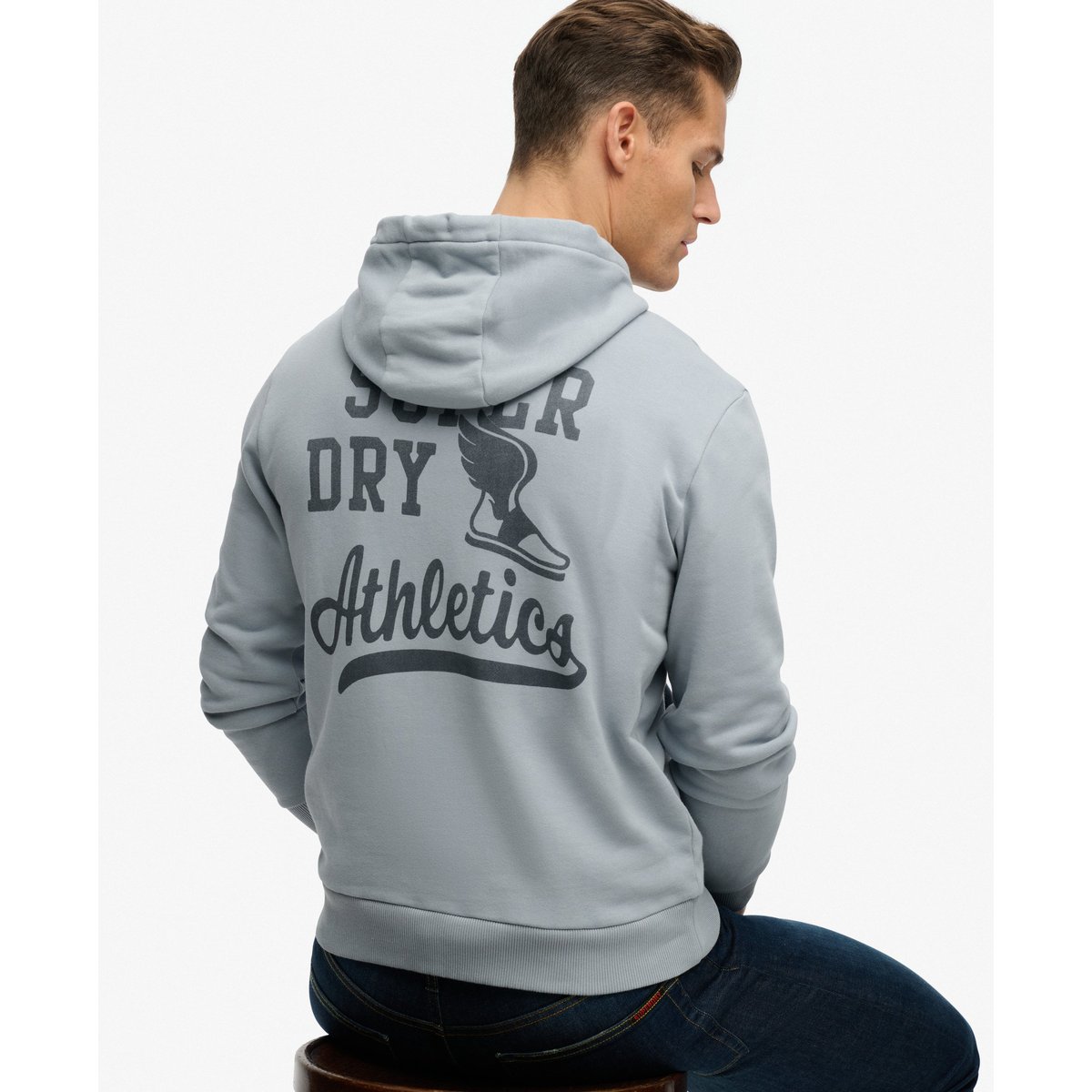 Sweat à capuche Athletic Essentials denim délavé, SUPERDRY