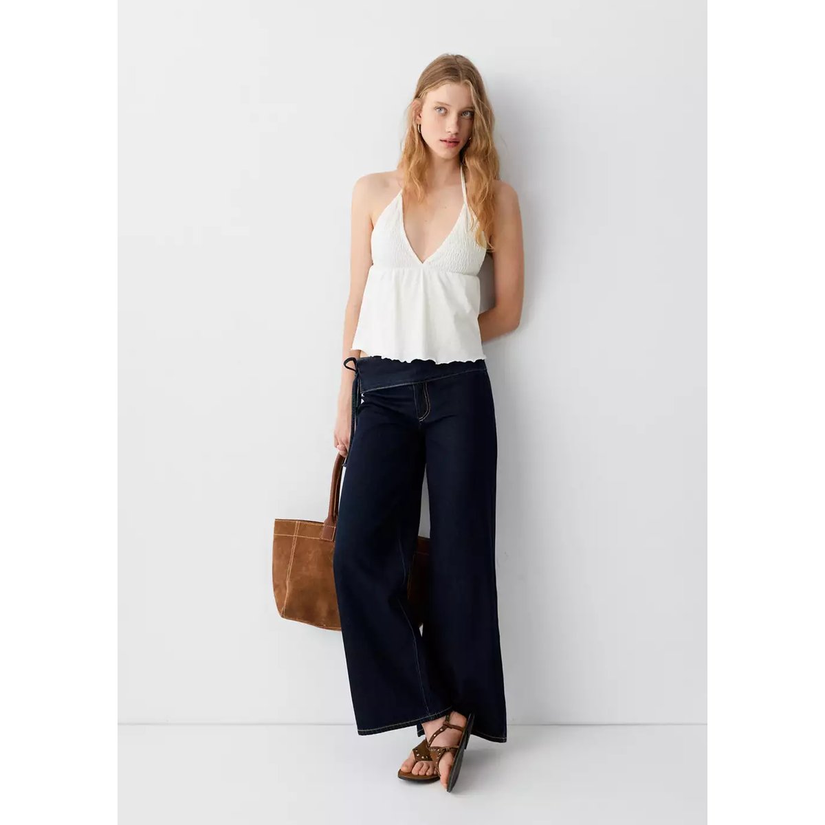 Top froncé dos ouvert blanc cassé, MANGO TEEN