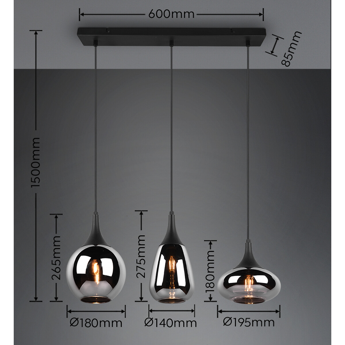 Candeeiro de teto Lumina, TRIO Lighting preto , TRIO LIGHTING