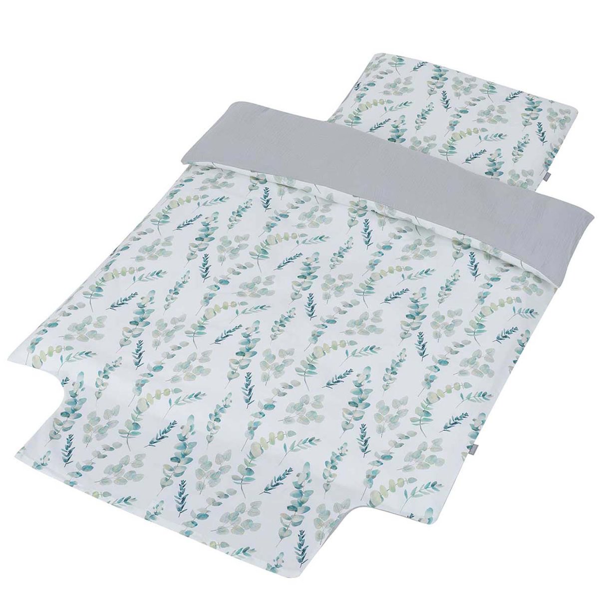 Parure de lit réversible en gaze de coton EUCALYPTUS eucalyptus, vert, gris, SEVIRA KIDS