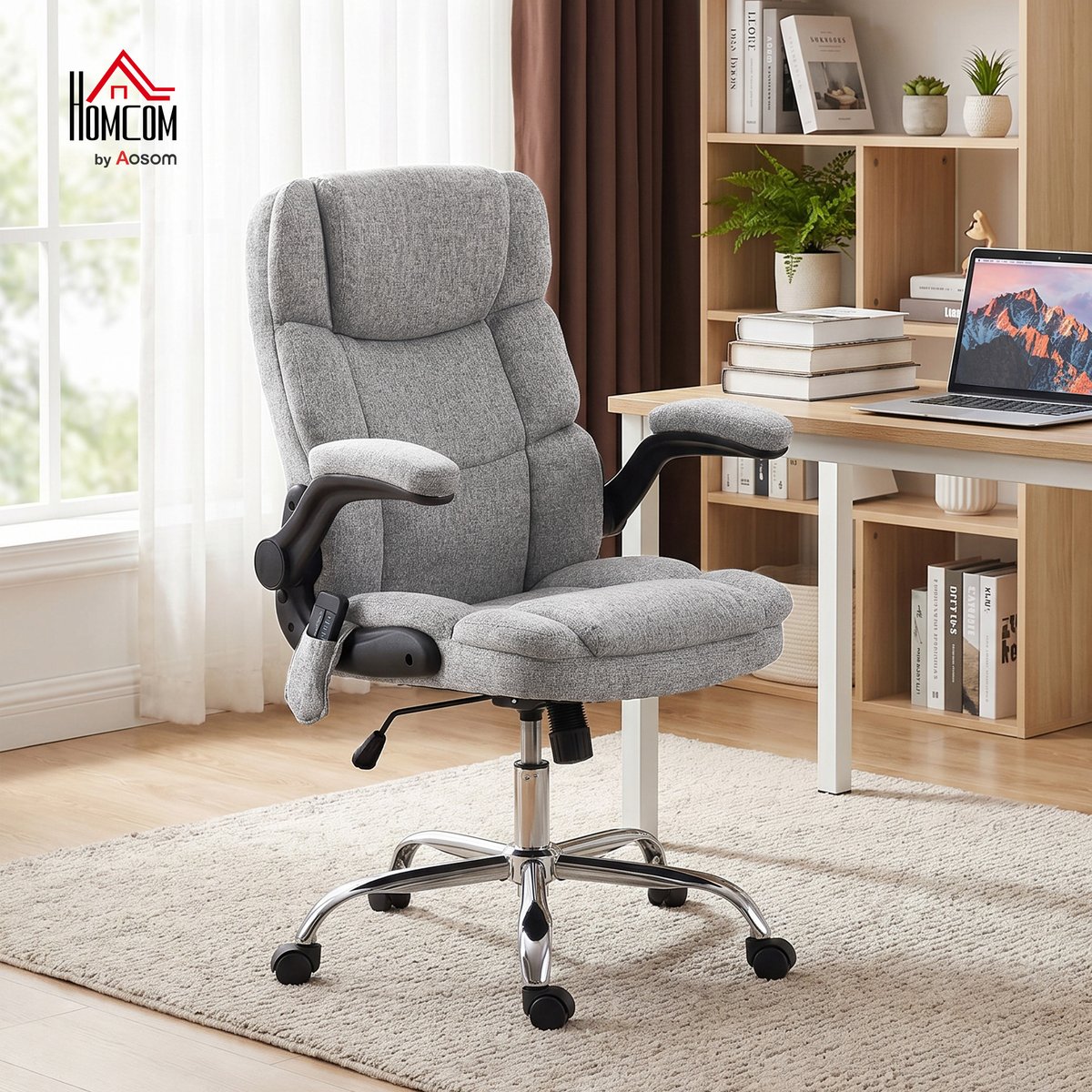 Fauteuil de bureau avec fonction massage gris, HOMCOM