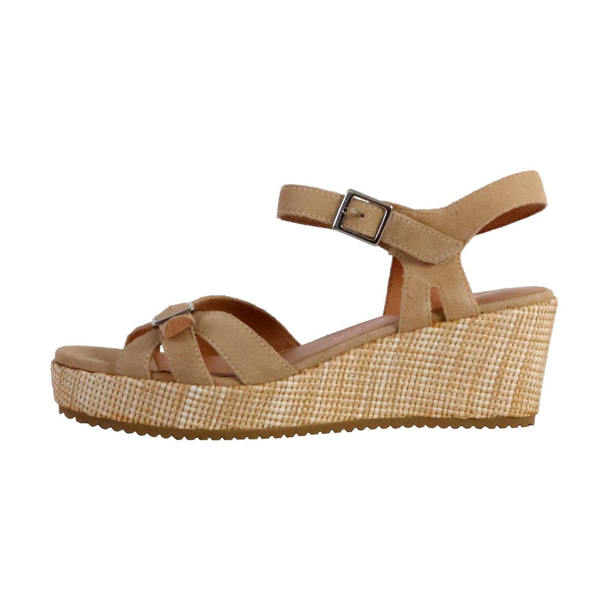 Sandale Compensée Cuir Esabel beige, EMILIE KARSTON