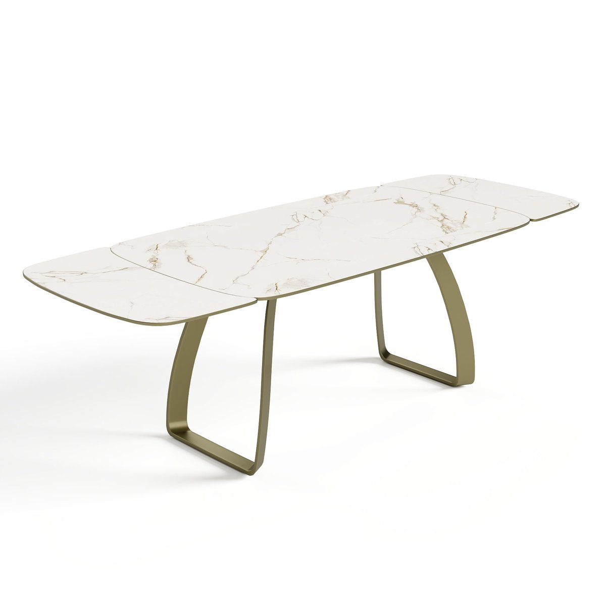 Table à manger extensible en céramique DAHLIA carrara blanc et doré, SIA HOME