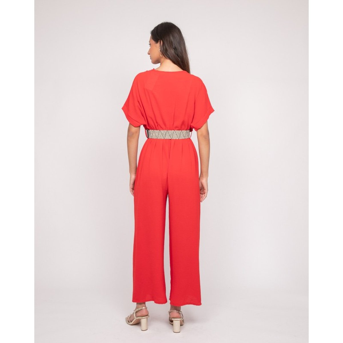 Combinaison Pantalon Cache-coeur Evala rouge, DONA LISA