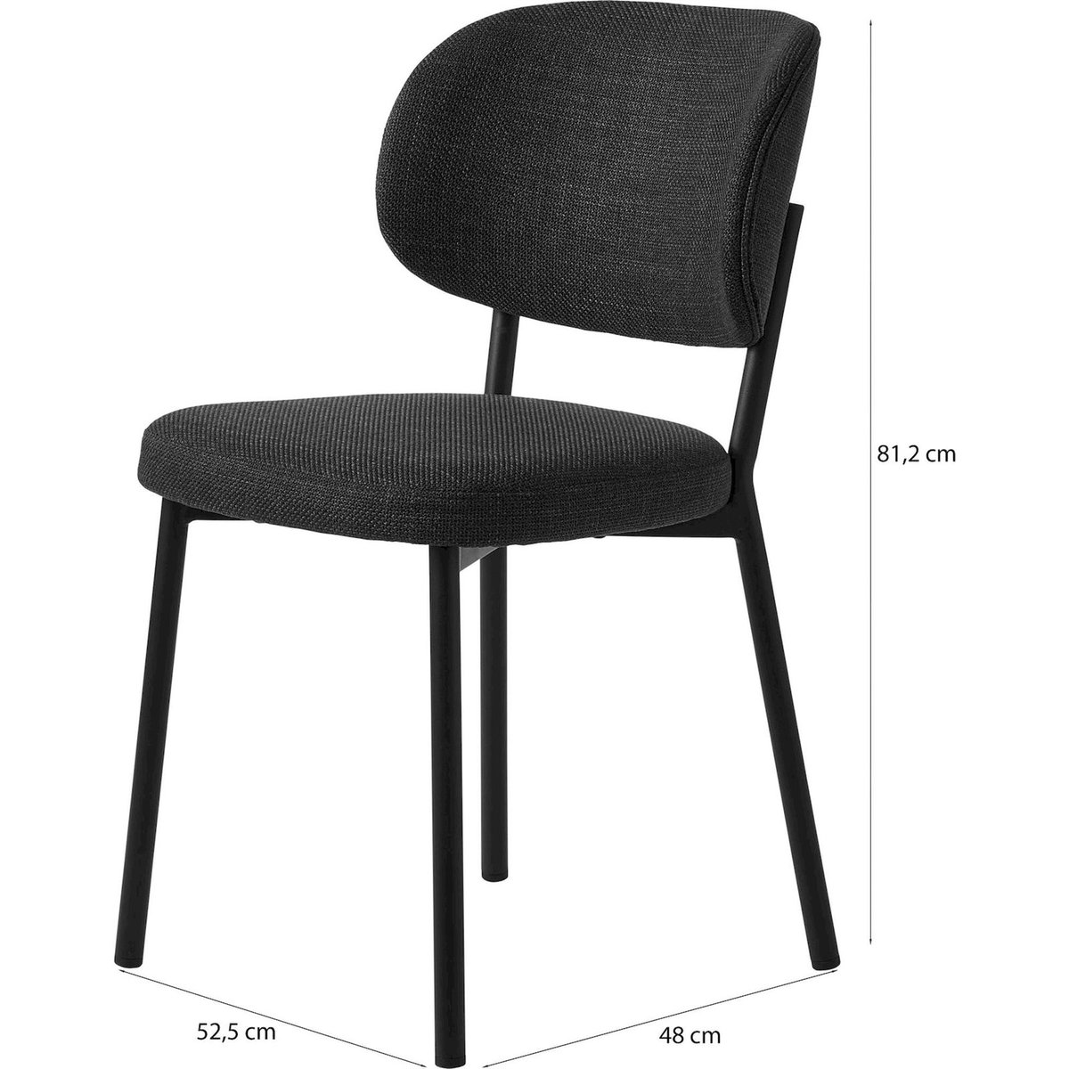 Chaise tapissée piètement métal ABATIO gris tressé et noir, RECOLLECTION