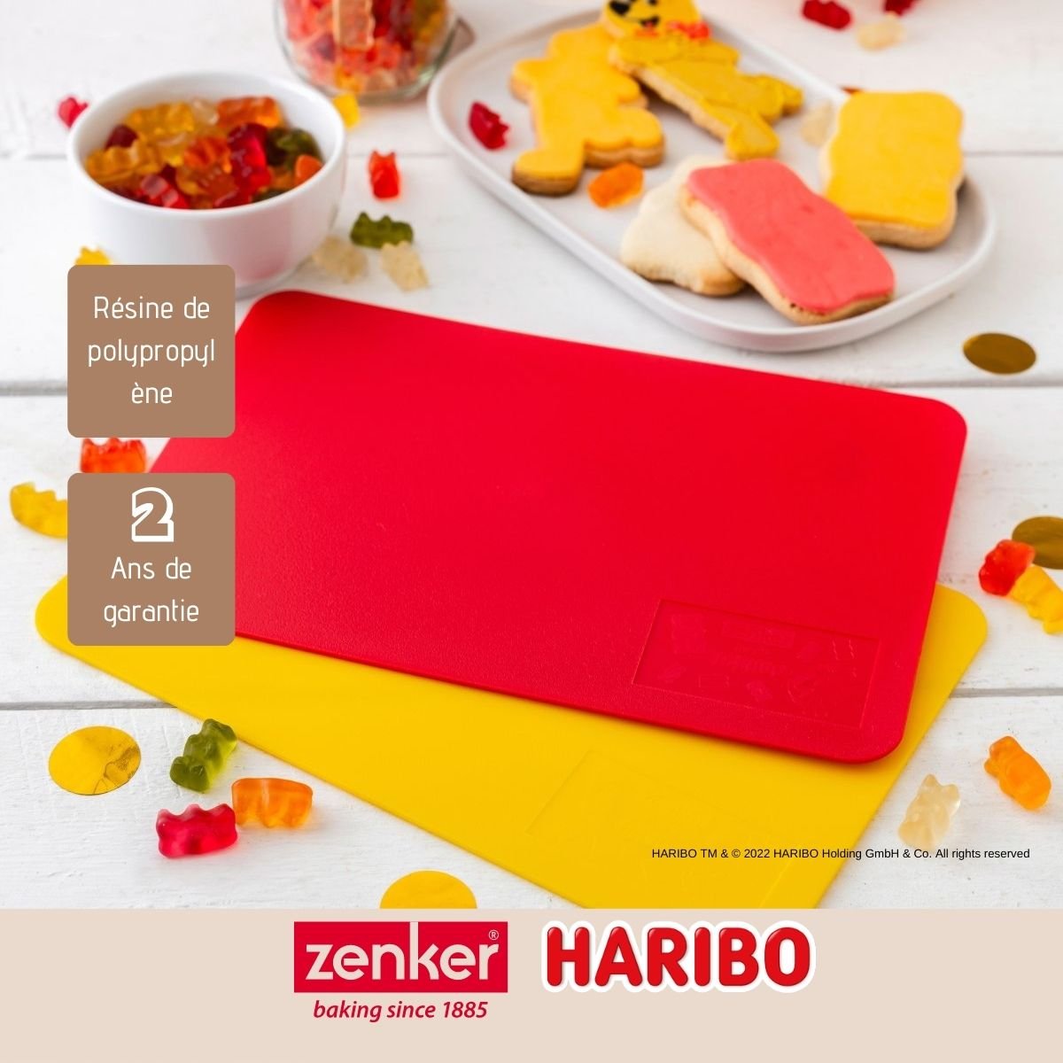 Lot de 2 planches à découper HARIBO jaune,rouge, ZENKER