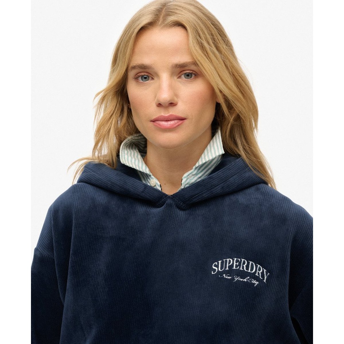 Sweat à capuche Country Club Velour Décontracté bleu marine intense, SUPERDRY