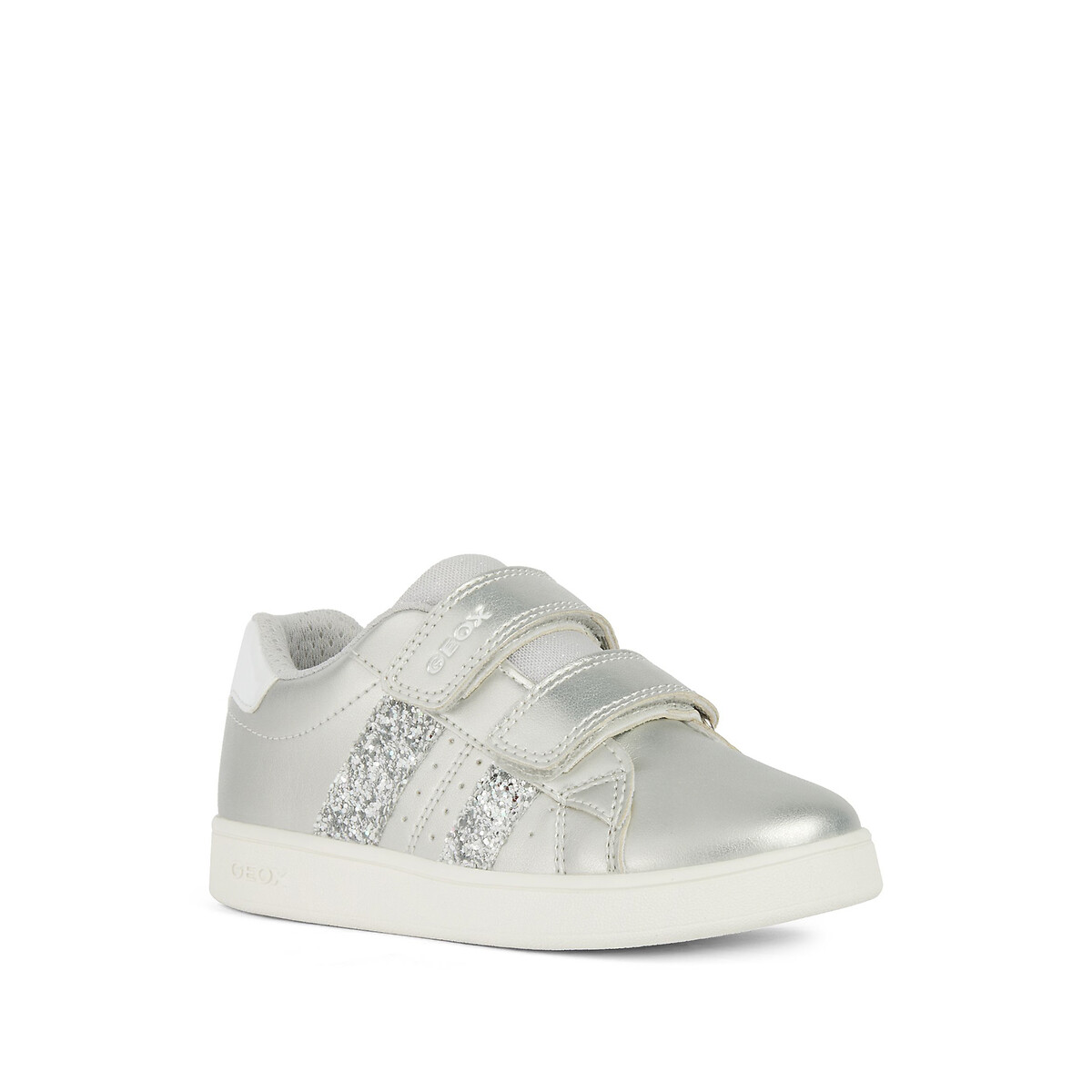 Kids Eclyper Breathable Trainers with Touch 'n' Close Fastening silver-coloured, GEOX