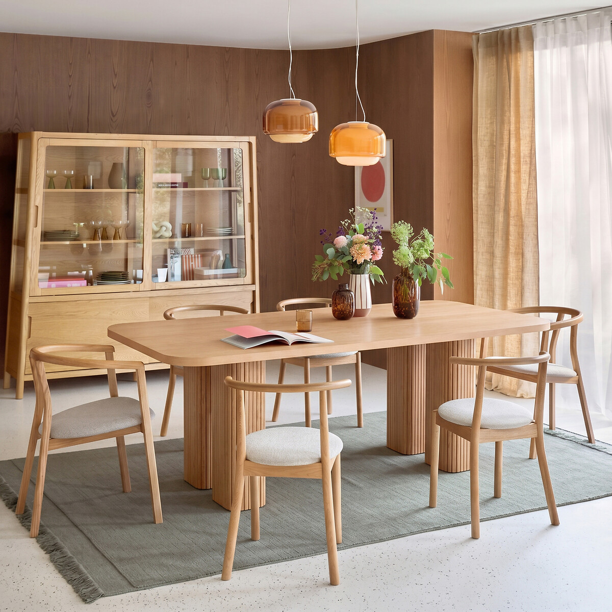 Table à manger, XL en plaqué chêne, 8 à 10 couverts, LATTI chêne, LA REDOUTE INTERIEURS
