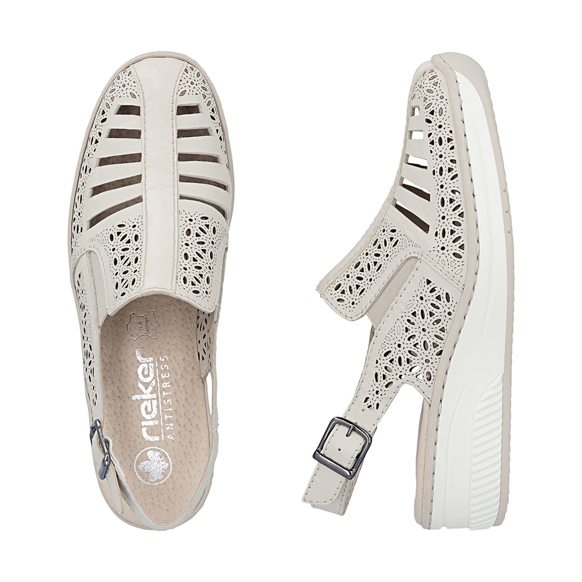 Sandales Compensé Cuir Massa beige, RIEKER