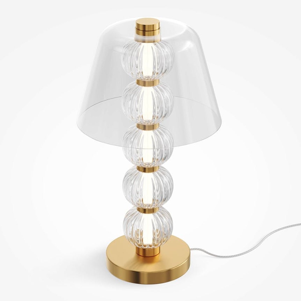 Lampe de table en verre - perles ciselées style rétro BELLA doré, PIER IMPORT