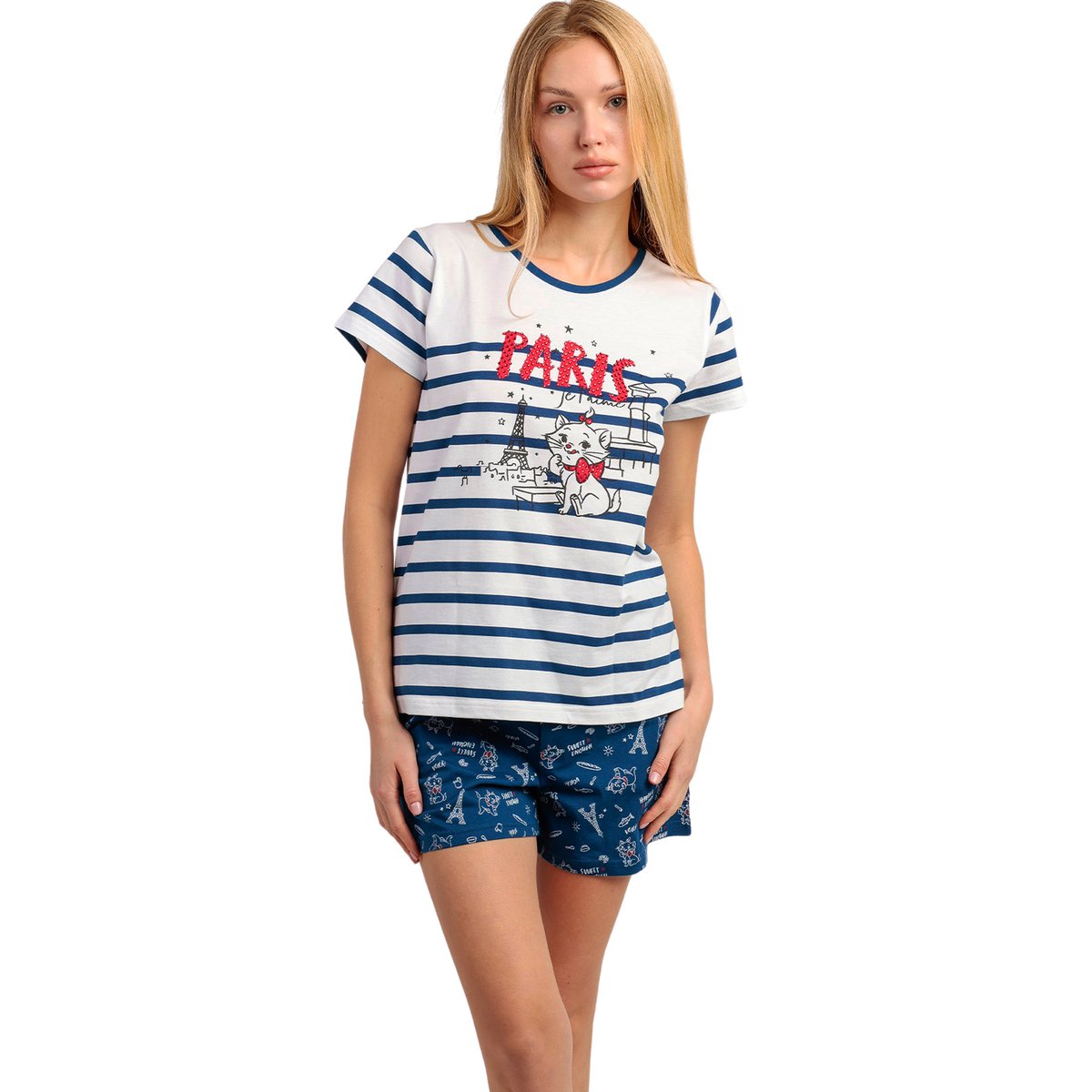 Pyjama short t-shirt Marie Paris Disney bleu, ADMAS